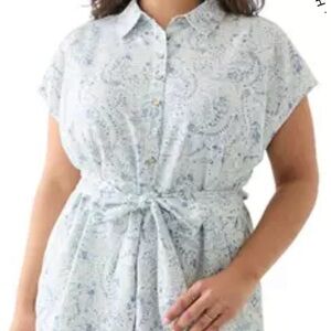 Woman’s Lucky Brand Shirt Dress Collar Business Casual Side Slit Sz 1X NWOT